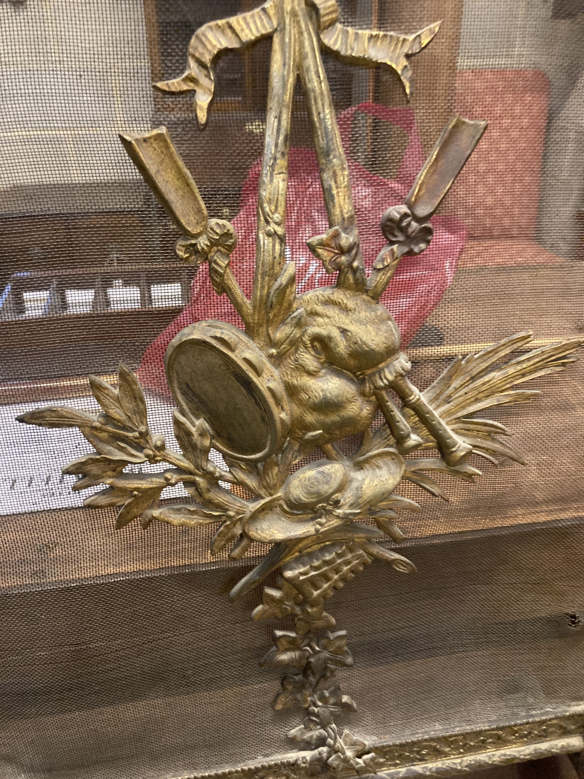 An ormolu fire guard, width 55cm, height 79cm